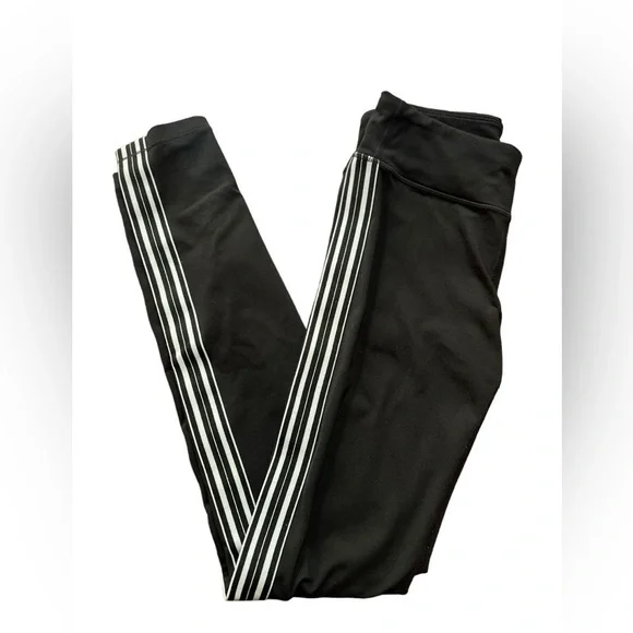 Athleta Girls Earn Your Stripe Black Leggings XL 14 - Picture 1 of 5